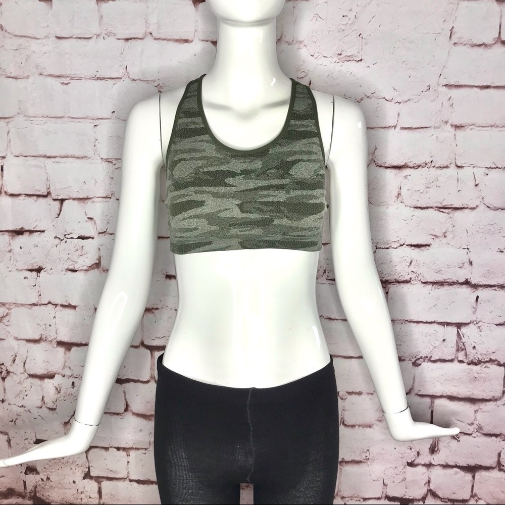 PRO FIT Seamless Olive Green Camouflage L Workout Activewear Bra Size Large - Picture 7 of 12